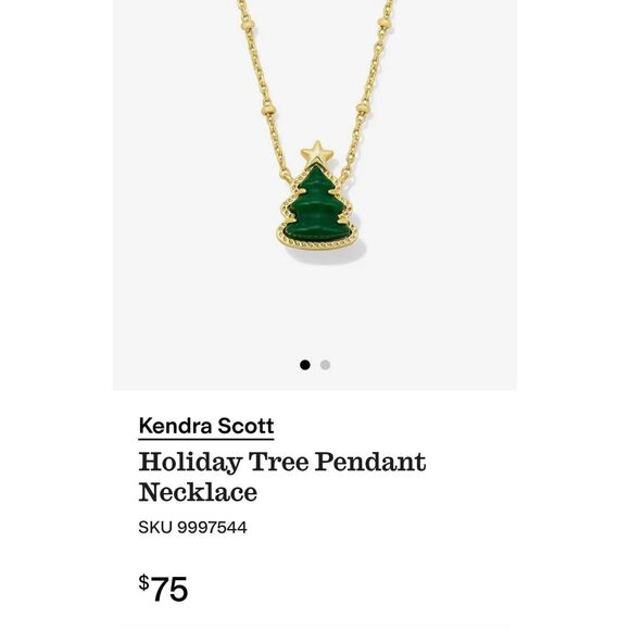 Kendra Scott Holiday Tree Pendant Necklace Gold Green Quartzite BRAND NEW! Gift - Picture 2 of 7
